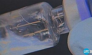 fluoreszkáló Pfizer/BioNTech​ injekciós üveg