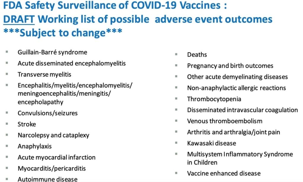 A Covid-19 oltások Iehetséges mellékhatásai  az FDA szerint